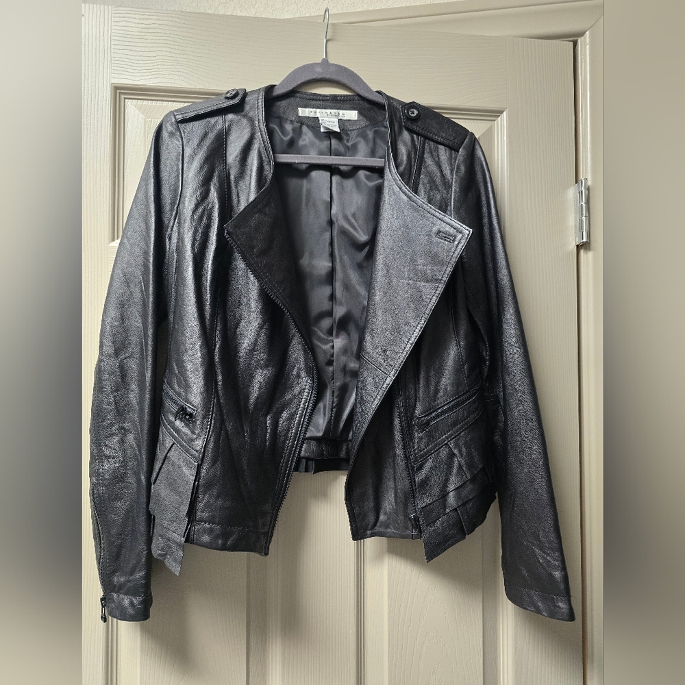 Shimmering Black Leather Jacket